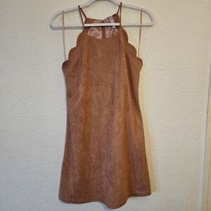Womens Alya Halter Dress Dusty Pink Suede Knee Length Suade‎ Size Small